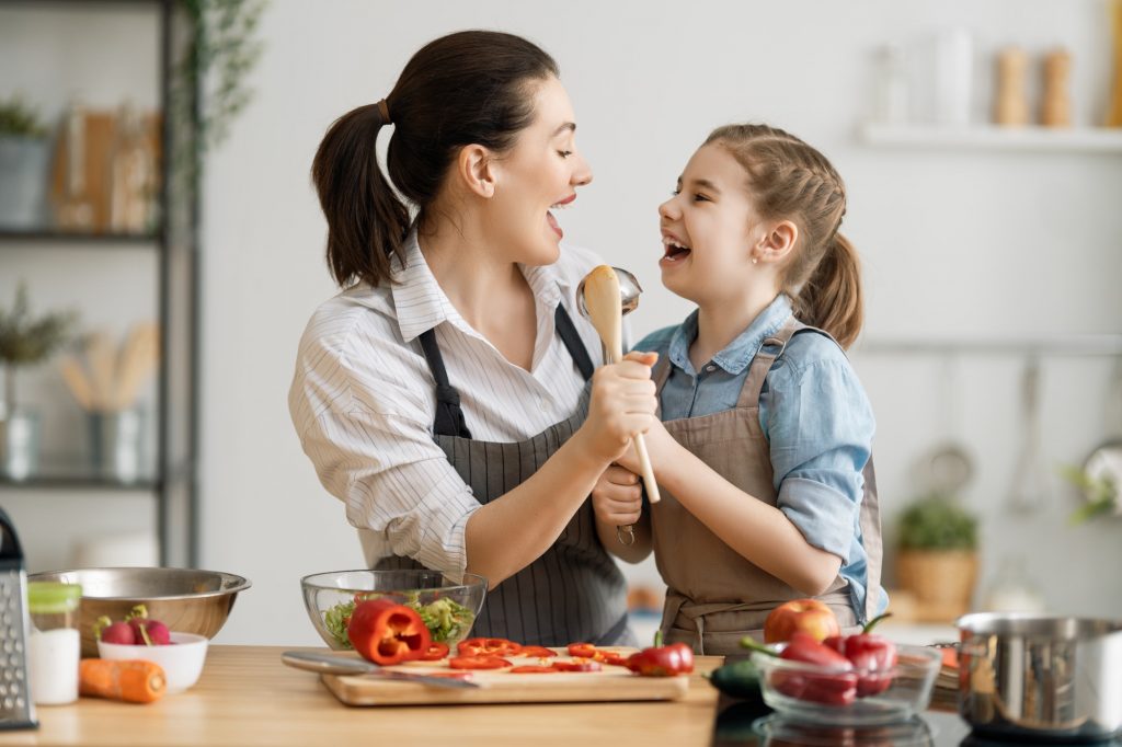 Happy family in the kitchen.